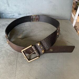 Fossil Brown Leather Belt with Gold Buckle